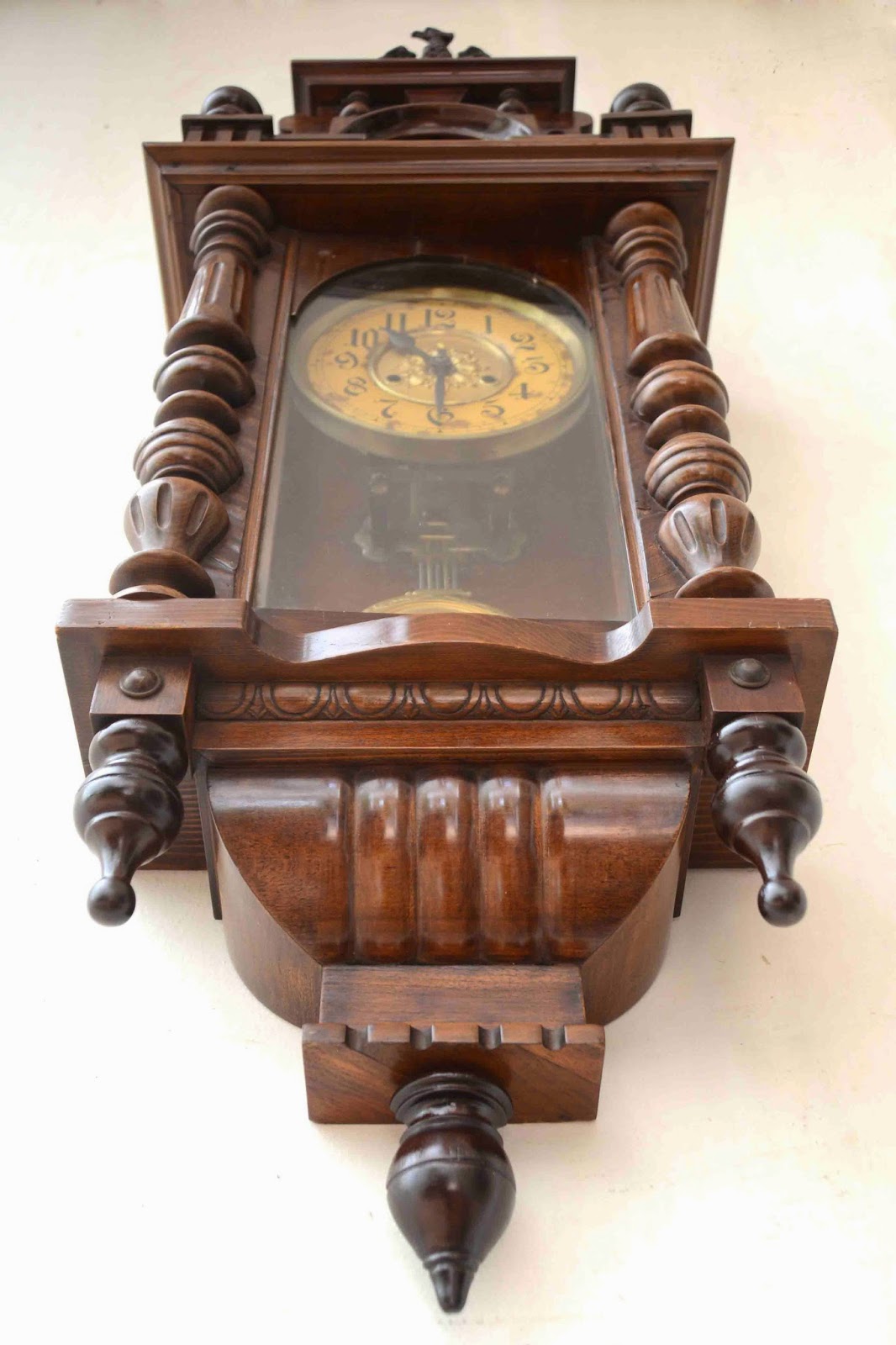 Old Vintage Gallery Antique HAC Wall Clock with Bell Circa Early 1900