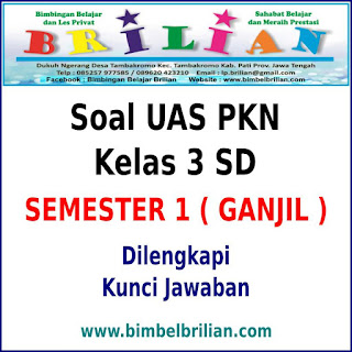 Soal UAS PKN Kelas 3 SD Semester 1 ( Ganjil ) dan Kunci Jawaban