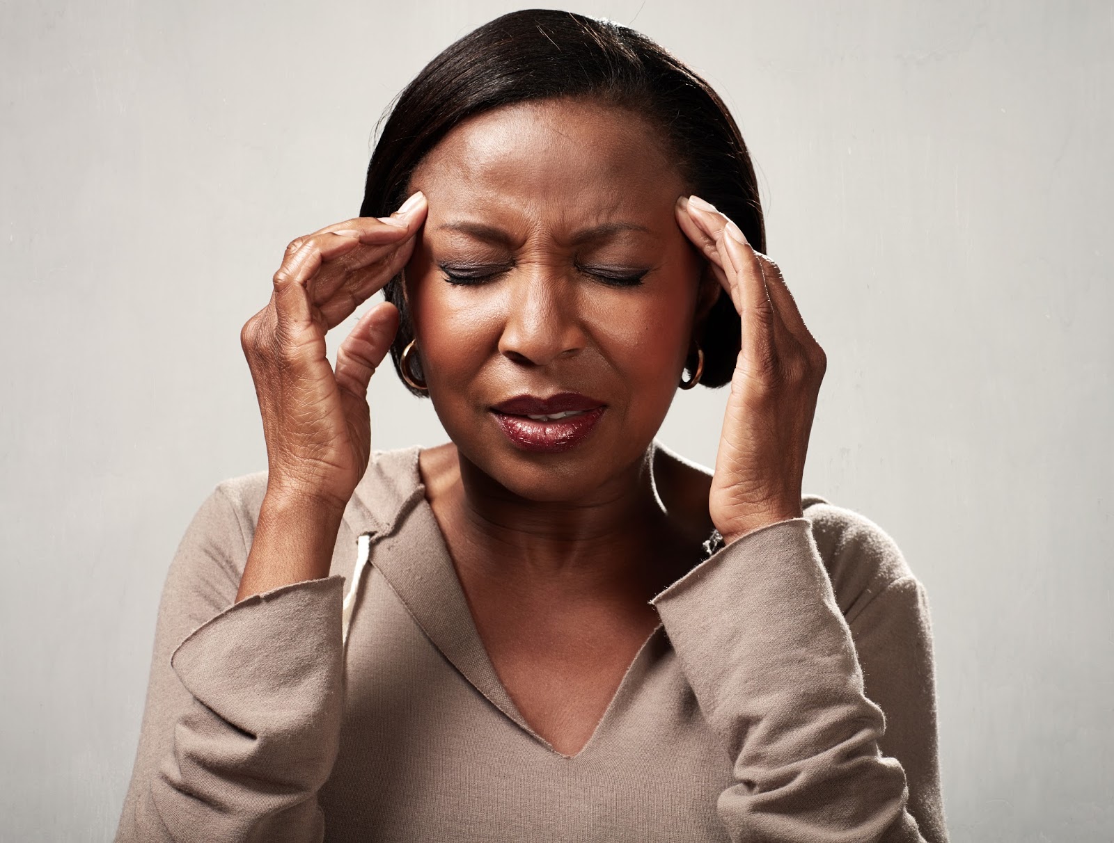 Woman with a stress headache