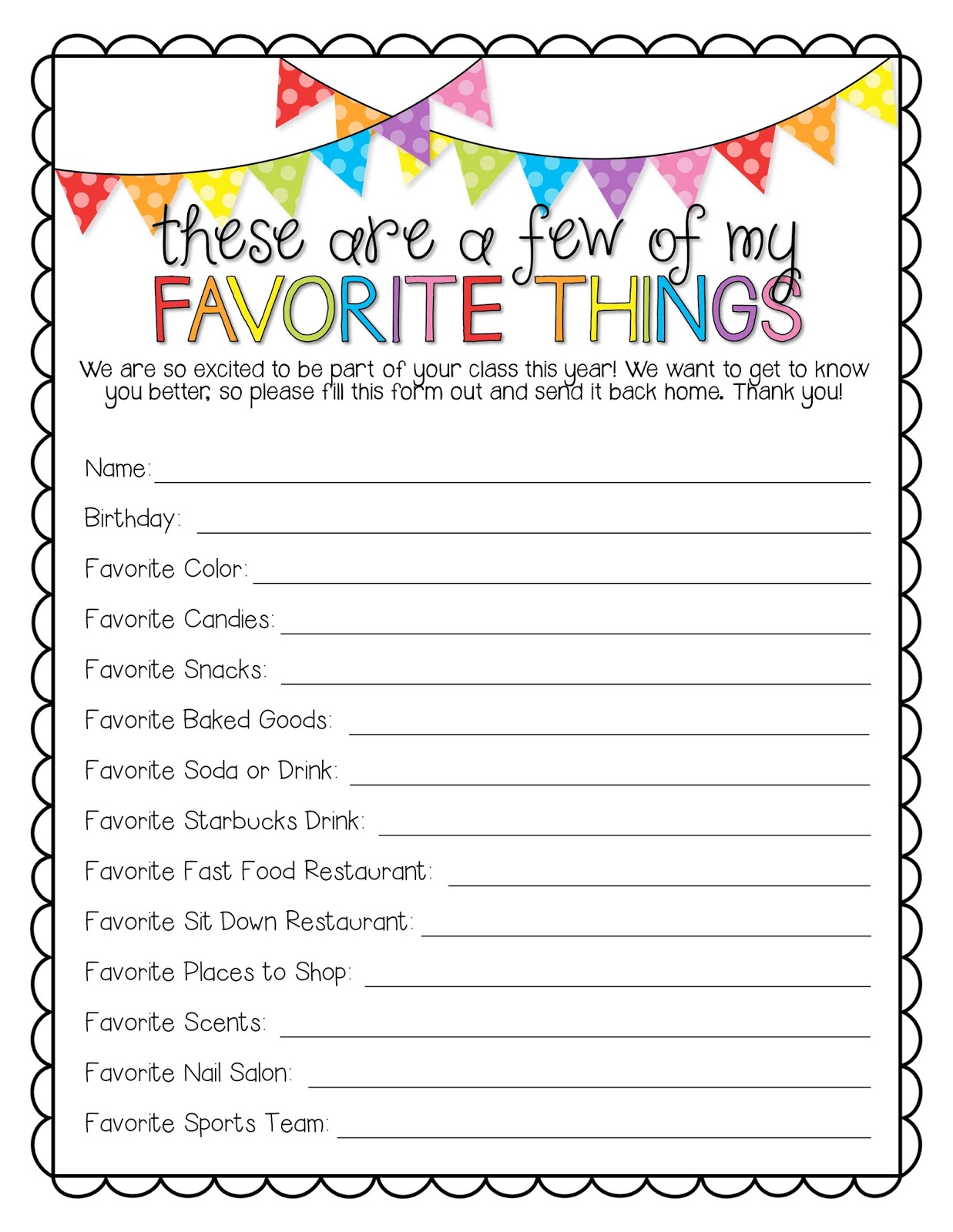 Favorite Things List Printable Printable Word Searches
