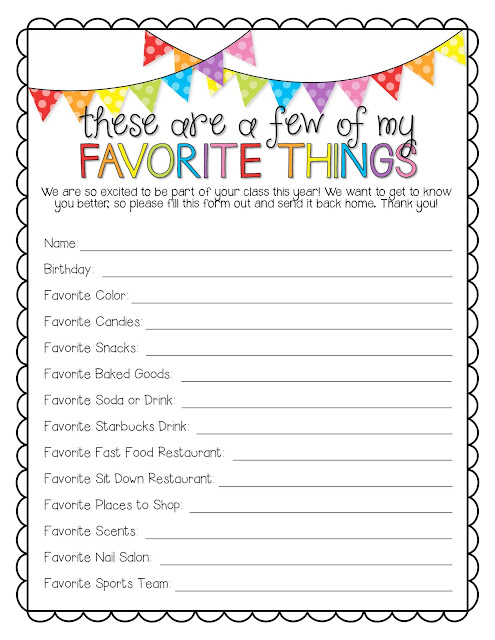 Adorable image with regard to teacher favorite things questionnaire printable Obsessed image throughout teacher favorite things questionnaire printable