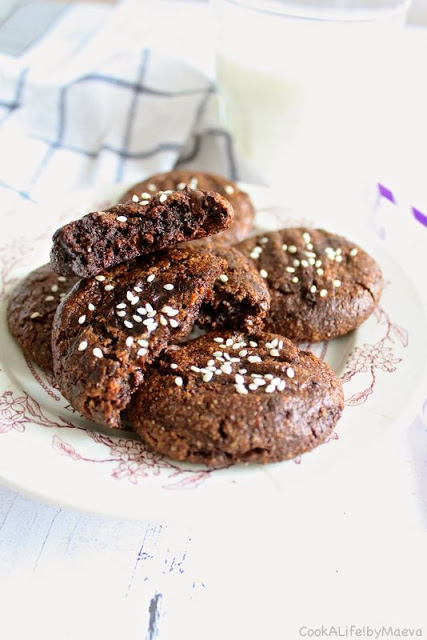 cookies cacao & tahini (crème sésame), vegan, sans gluten • Cook A Life! by Maeva