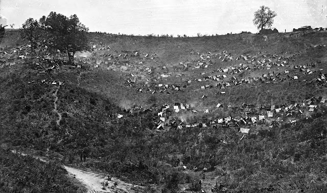 Rebel prisoners waiting at Belle Plain, Virginia, for transportation.