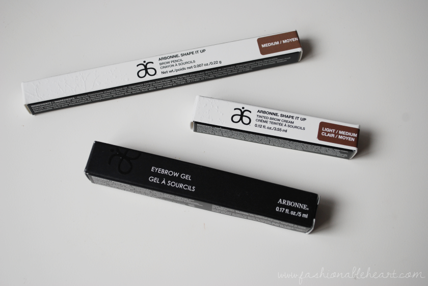 bbloggers, bbloggersca, canadian beauty bloggers, arbonne, arbonne canada, eyebrow gel, shape it up, tinted brow cream, pencil, medium, light, light medium, swatches, review, thoughts