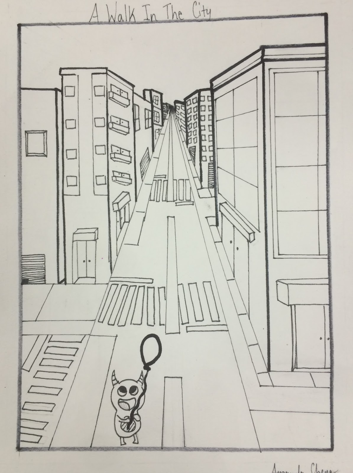 Project Art A Day Lesson Linear Perspective Monster Rooms