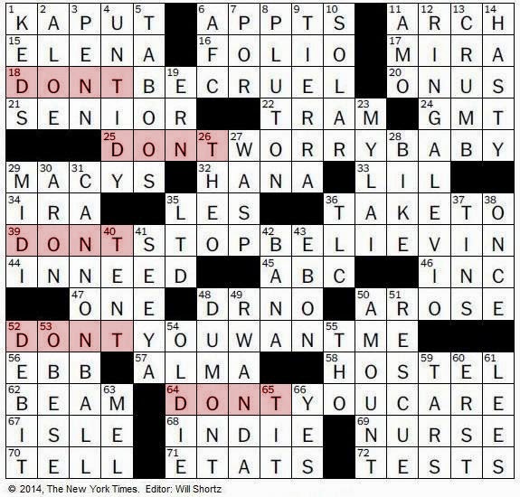 The New York Times Crossword in Gothic 07.01.14 — Don't