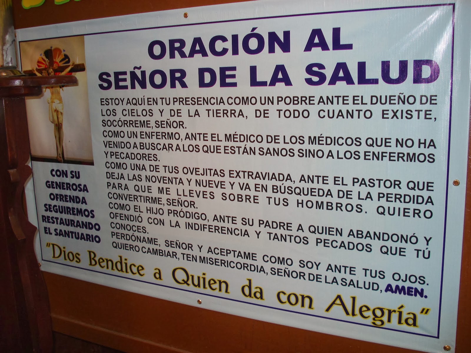 Santuario del Señor de la Salud - Chaguaní: Oración al Señor de la