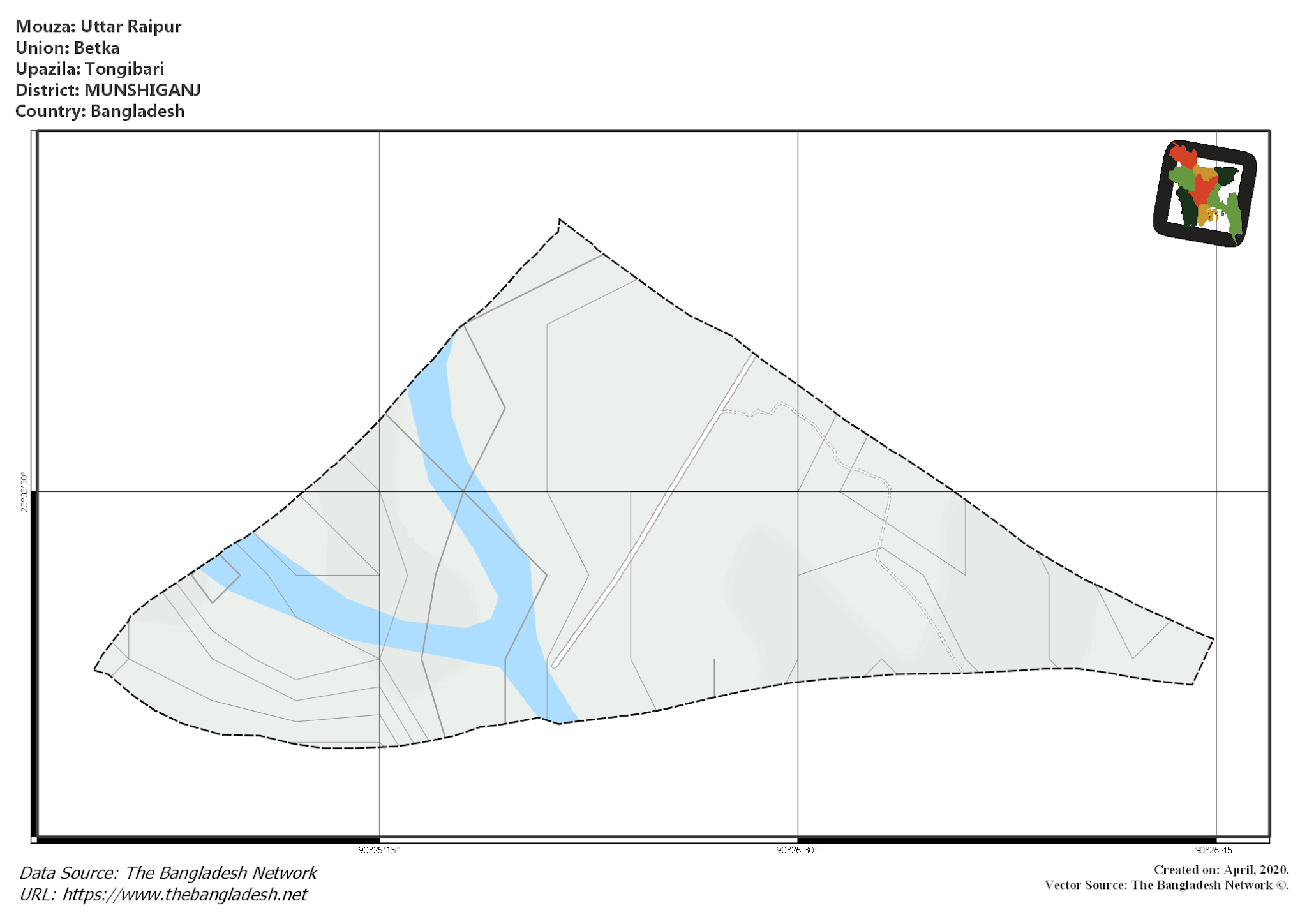 Map of Uttar Raipur Mouza of Tongibari Upazila, MUNSHIGANJ, Bangladesh.