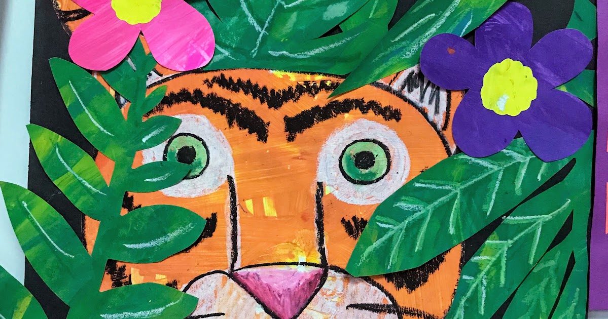 3rd Grade Painted Paper Tiger Collage