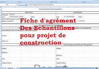 Fiche d'agrément Des Echantillons pour projet de construction