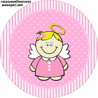 Bautismo Angelita Rubia: Etiquetas para Imprimir Gratis. Toppers o etiquetas para Bautismo.