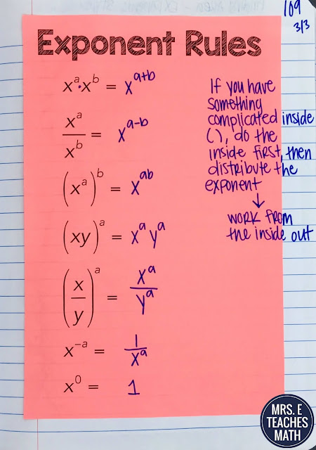exponent rules for algebra