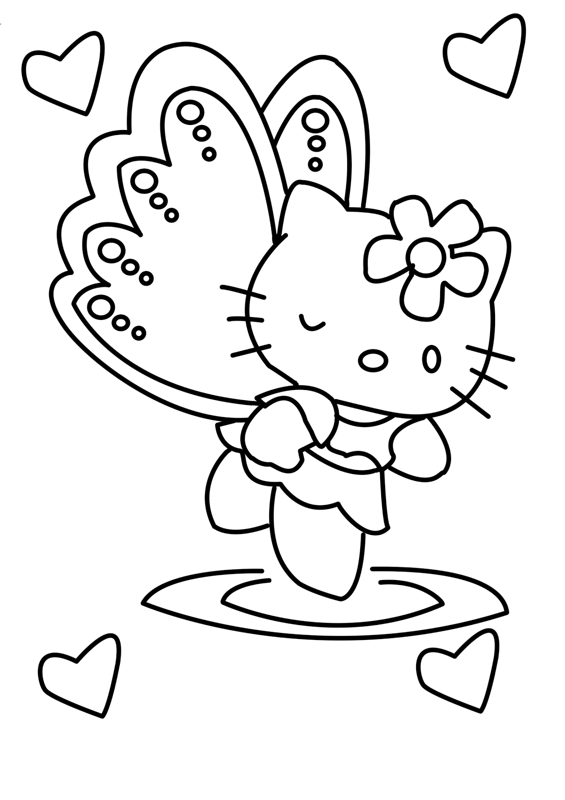 hello kitty girlie  all free coloring page for kids