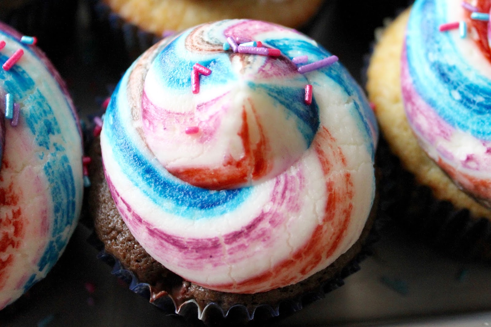 Baked Perfection Rainbow Swirl Frosted Cupcakes