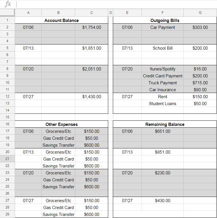 life with courtney budget with me july 2018