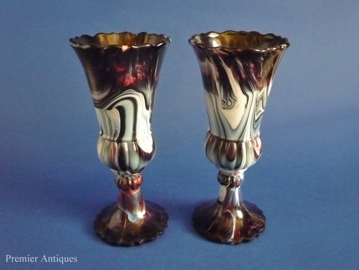 Premier Antiques Davidson's Purple Malachite Slag Glass Vases