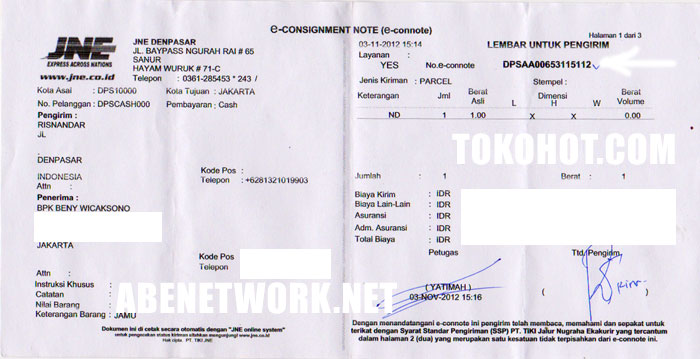 Contoh No Resi Jne Downlllll
