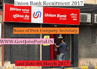 Union Bank of India Recruitment 2017– Company Secretary Officer