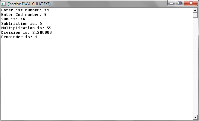 Learn C language: Program to find Addition, Subtract, Multiplication ...