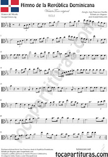  Himno de la República Dominicana Partitura de Viola Sheet Music for Viola Music Score