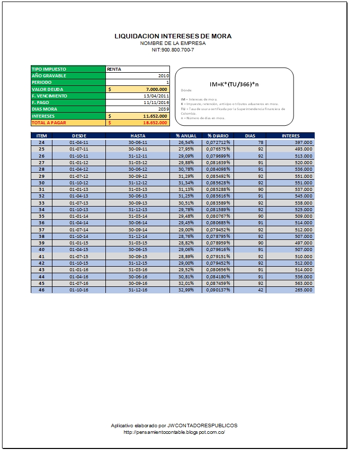 Liquidador De Intereses Moratorios 2023 Excel Image to u