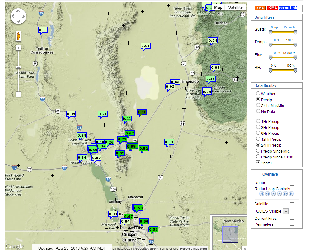Southern New Mexico Gets Rain.