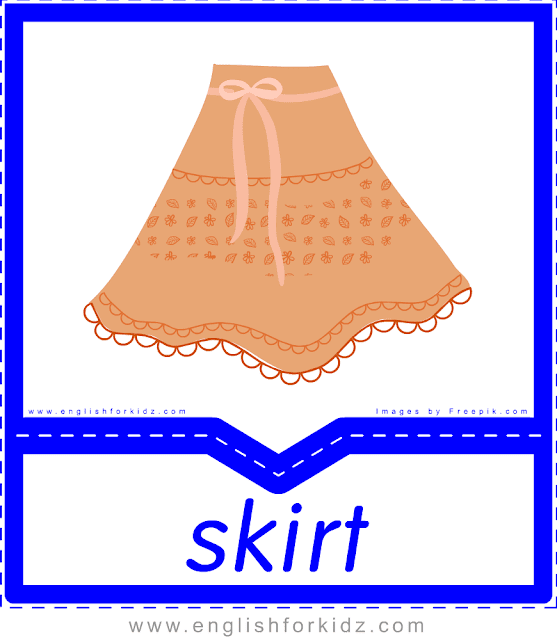 Skirt - English clothes and accessories flashcards for ESL students