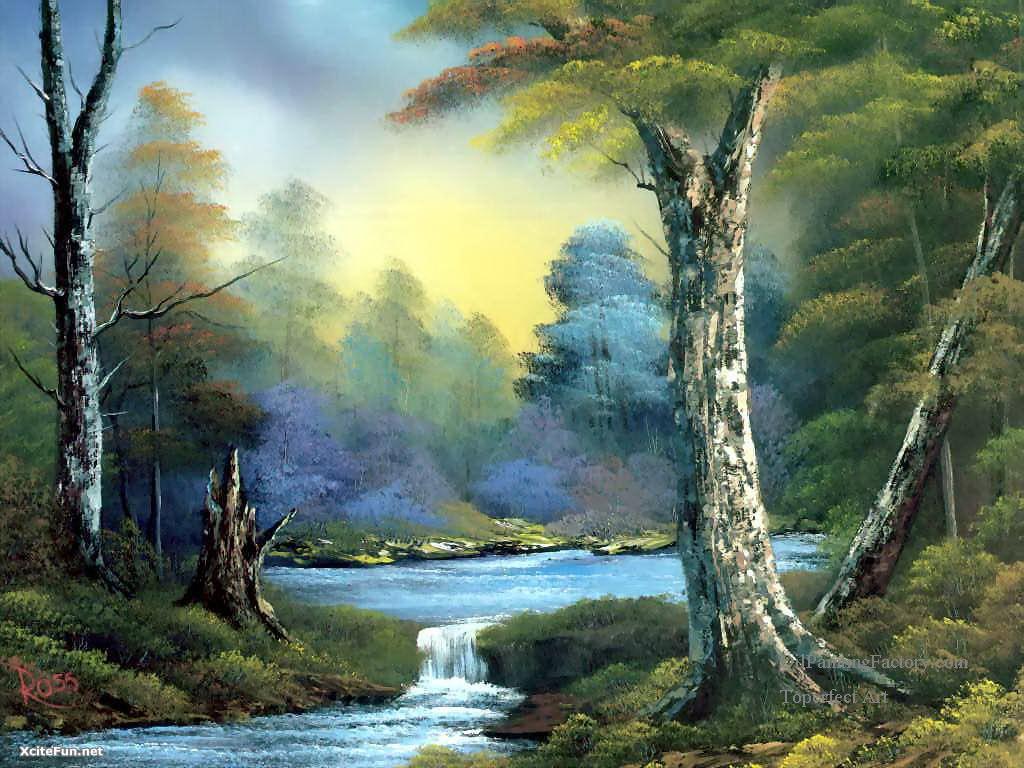 bubbling stream Bob Ross freehand landscapes Painting in Oil for Sale