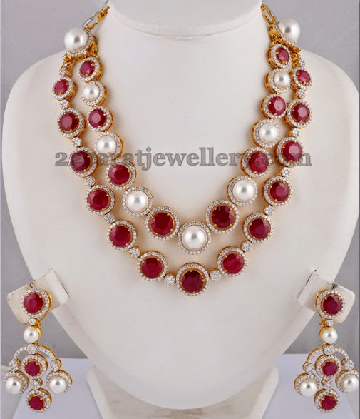 Pearls Rubies Studded Choker Jewellery Designs