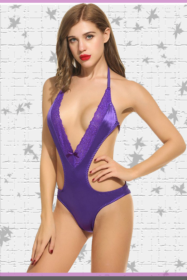 Purple teddy bodysuit lingerie