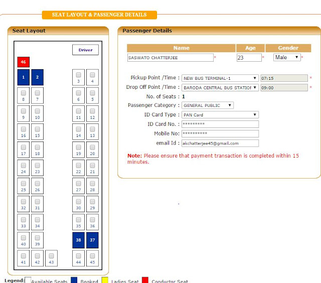 GSRTC Volvo Bus Ticket Booking Details Online