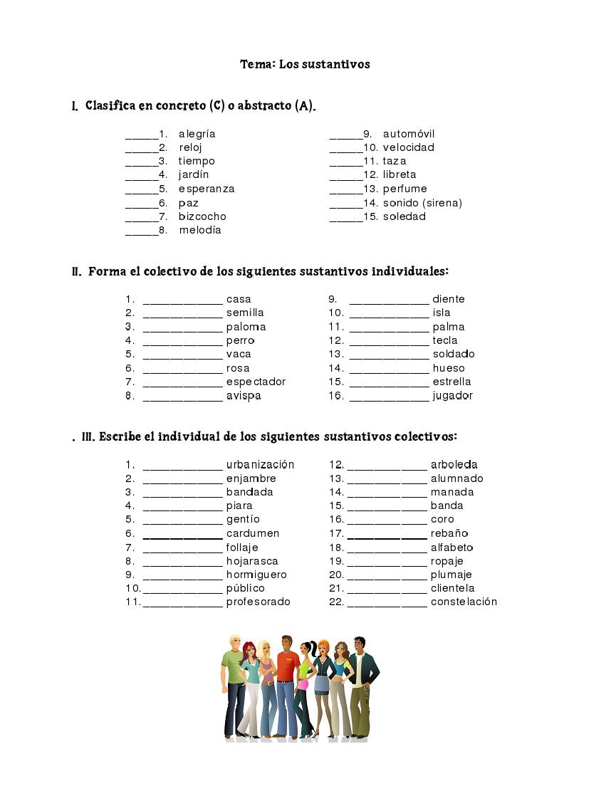 la tierra: practica de las clases de sustantivos
