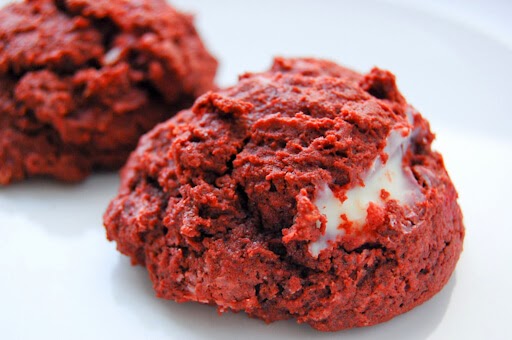 Red Velvet Cookies with Cream Cheese Swirl, Amy Bites, 100 calories