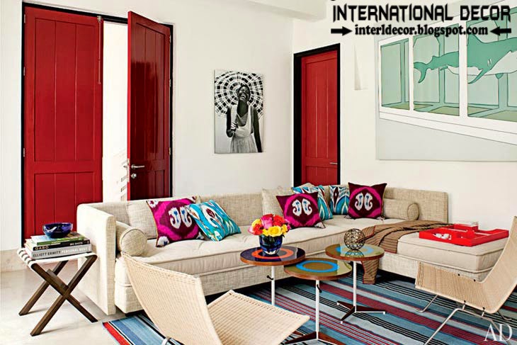 color combinations with red color in the interior, red interior doors