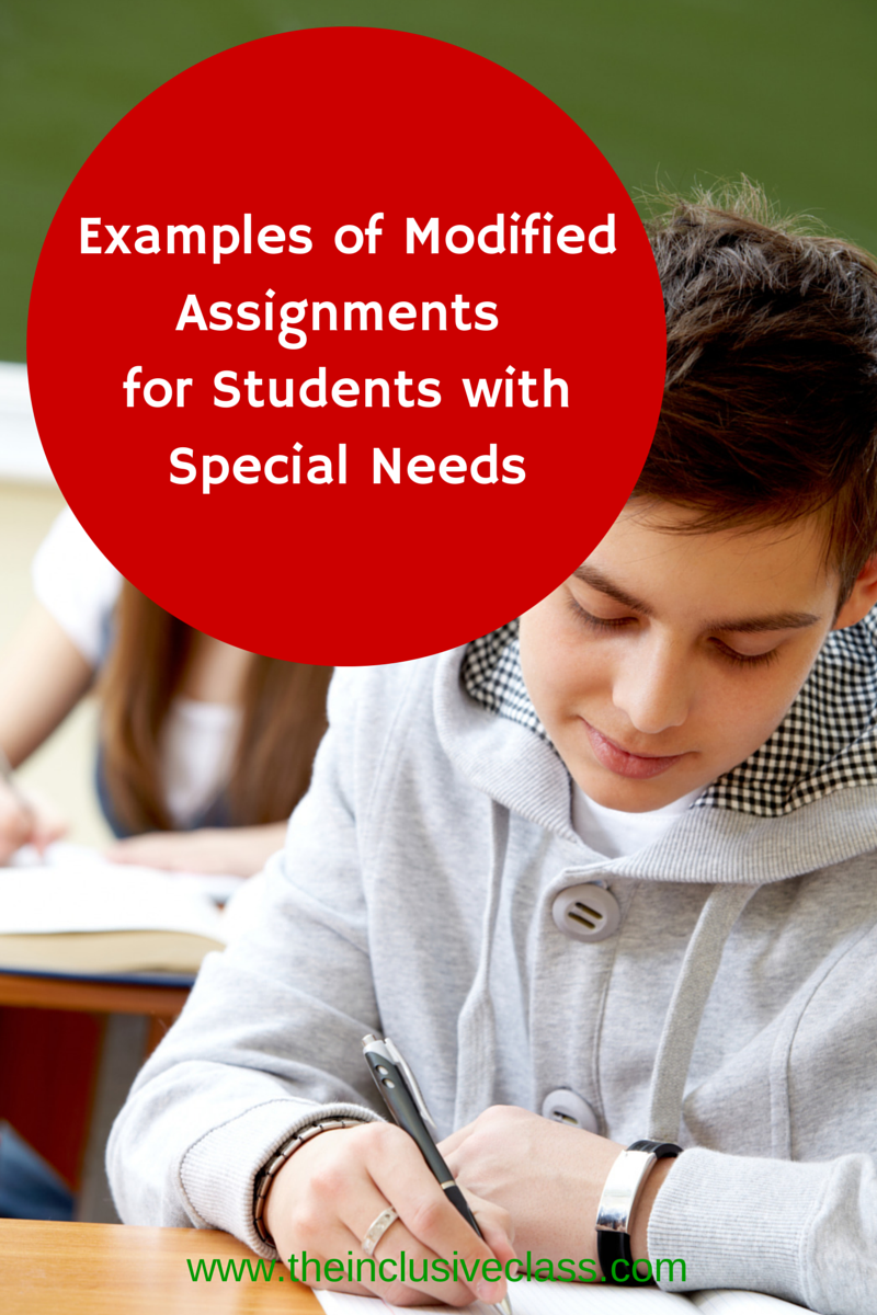 Examples of Modified Assignments for Students with Special Needs ~ THE