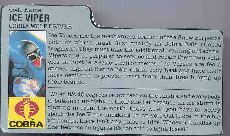 1987 Ice Viper, Cobra wolf, Filecard