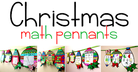Looking for a fun Christmas math activity? The holiday math pennant activities in this post allow students to practice their math, get a little creative and add to their math classroom decorations! Ideas for elementary school, including fractions, and middle and high school, including graphing linear equations and solving equations.