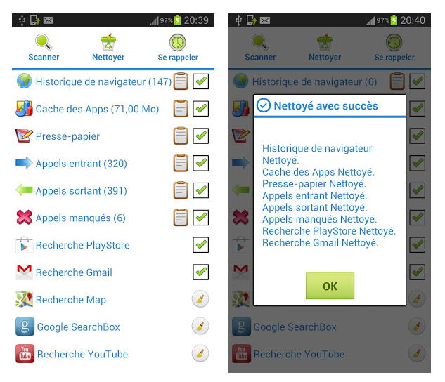 android effacer l'historique des applications installées