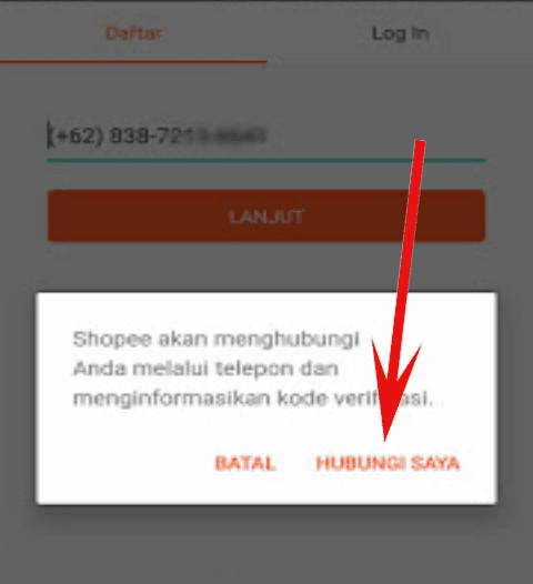 Shopee menginformasikan kode verifikasi lewat telepon Shopee menginformasikan kode verifikasi lewat telepon