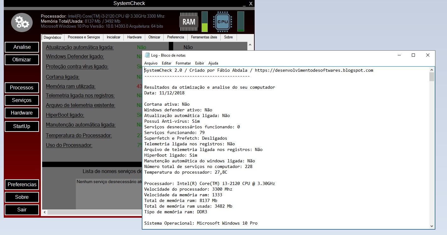 Desenvolvedor de softwares: Programa SystemCheck