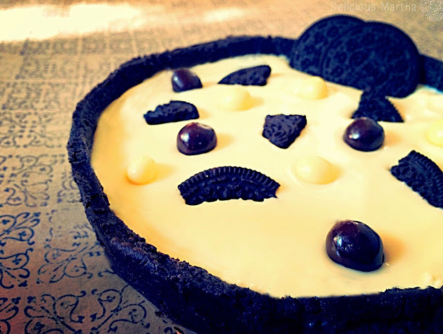 Tarta de chocolate blanco y mascarpone con base de Oreo