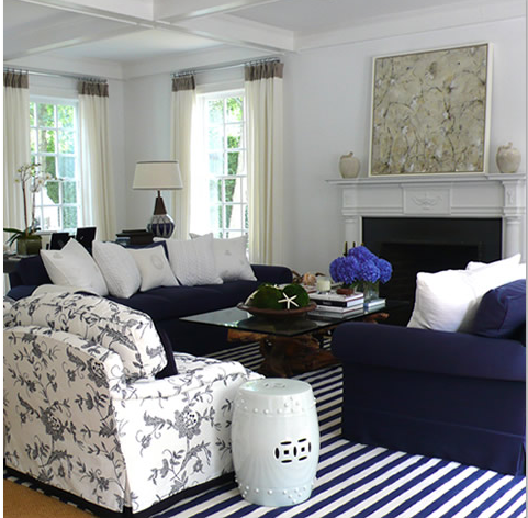 Navy Blue And White Striped Floor Rug, Navy And White Striped Rug