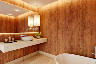 Aica Cerarl motif kayu untuk dinding partisi kamar mandi Aica Cerarl motif kayu untuk dinding partisi kamar mandi