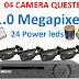 Bộ 4 camera ahd questek thân 1.0 Megapixel