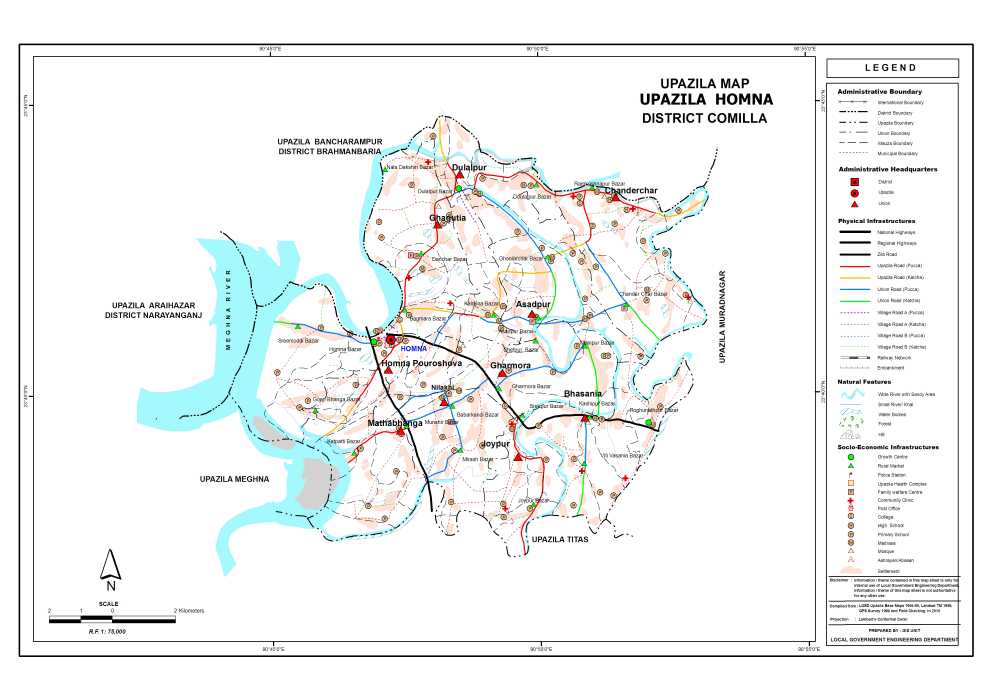 Homna Upazila Map Comilla District Bangladesh