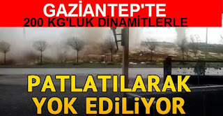 Gaziantepte çevre yolu güzergahındaki tepeler patlatılarak yok ediliyor