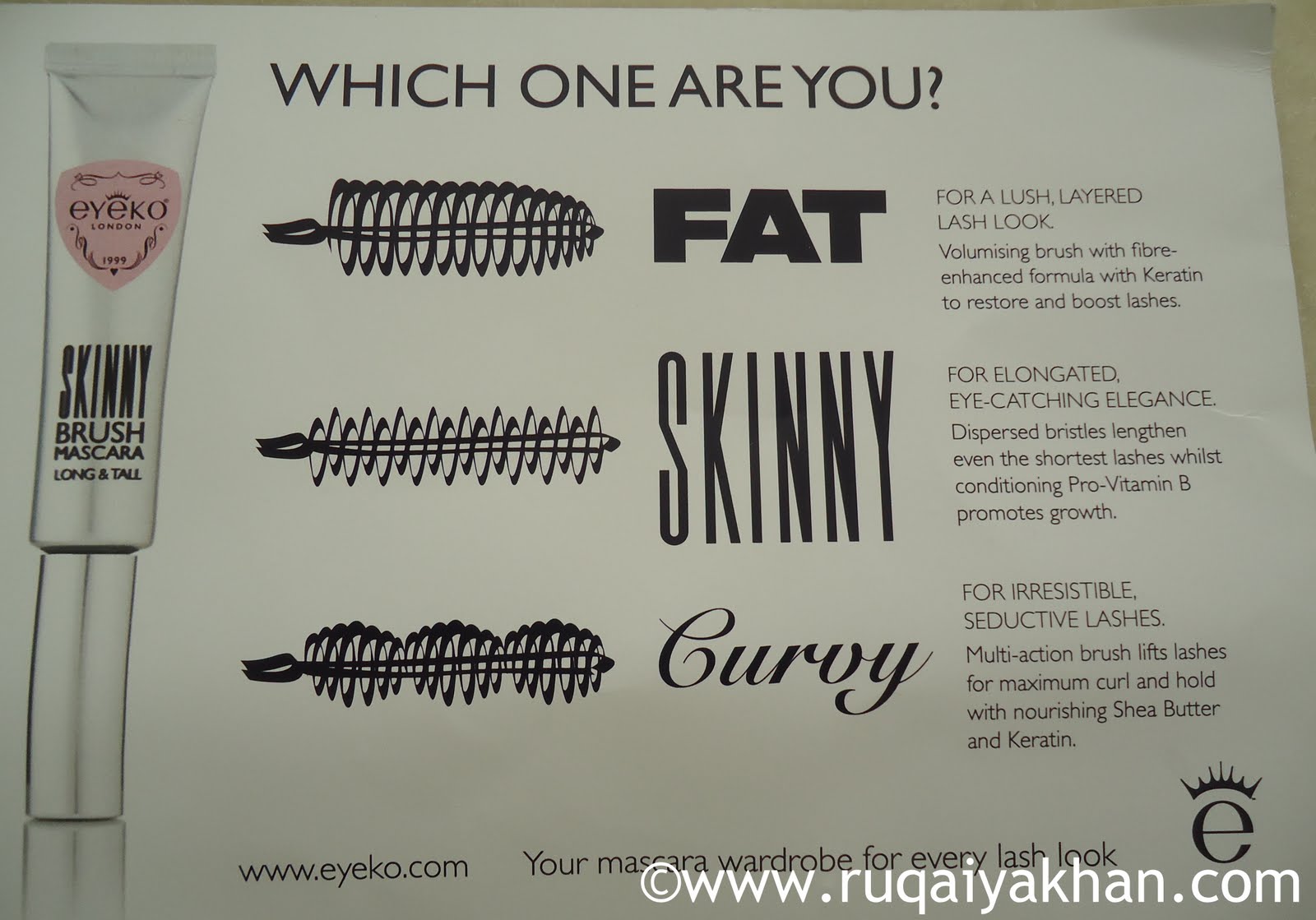 Ruqaiya Khan: Eyeko Skinny Brush Mascara Review