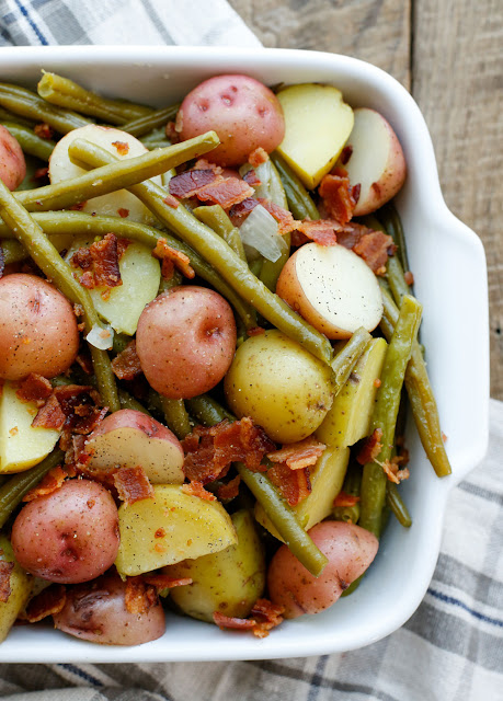 Barefeet In The Kitchen: Southern Green Beans with Potatoes and Bacon
