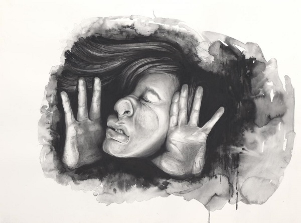 "A fluid narrative - preserving the intangible series no 2" - 2017 - Tanishka Brahmanand - pencil and charcoal wash | dibujos de arte en blanco y negro, coolstuff, drawing | art selecta "A fluid narrative - preserving the intangible series no 2" - 2017 - Tanishka Brahmanand | imagenes de obras de arte bellas bonitas tristes, cuadros con sentimientos y emociones, depresion | art pictures, cool stuff, deep feelings, sad, black and white