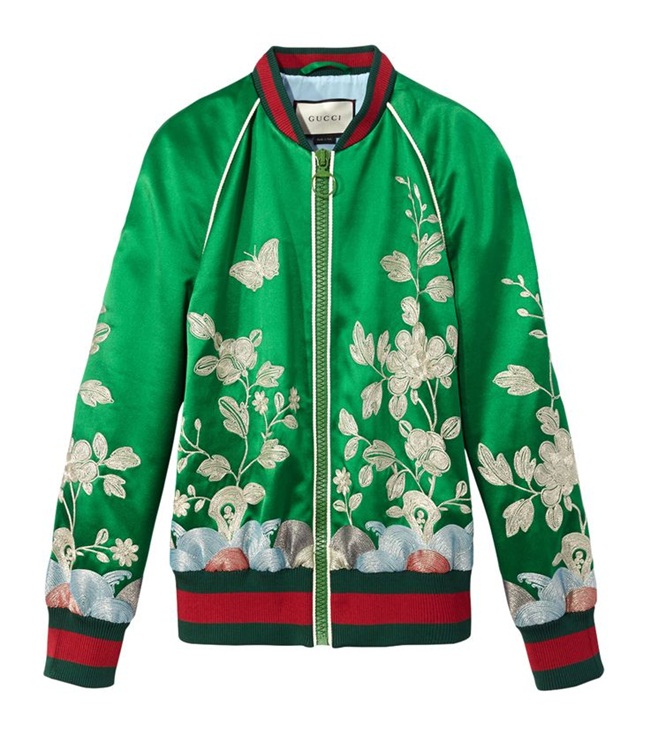 2016 SS Gucci Silk Floral Embroidered Bomber Jacket Gucci東方刺繡飛行外套 撞衫
